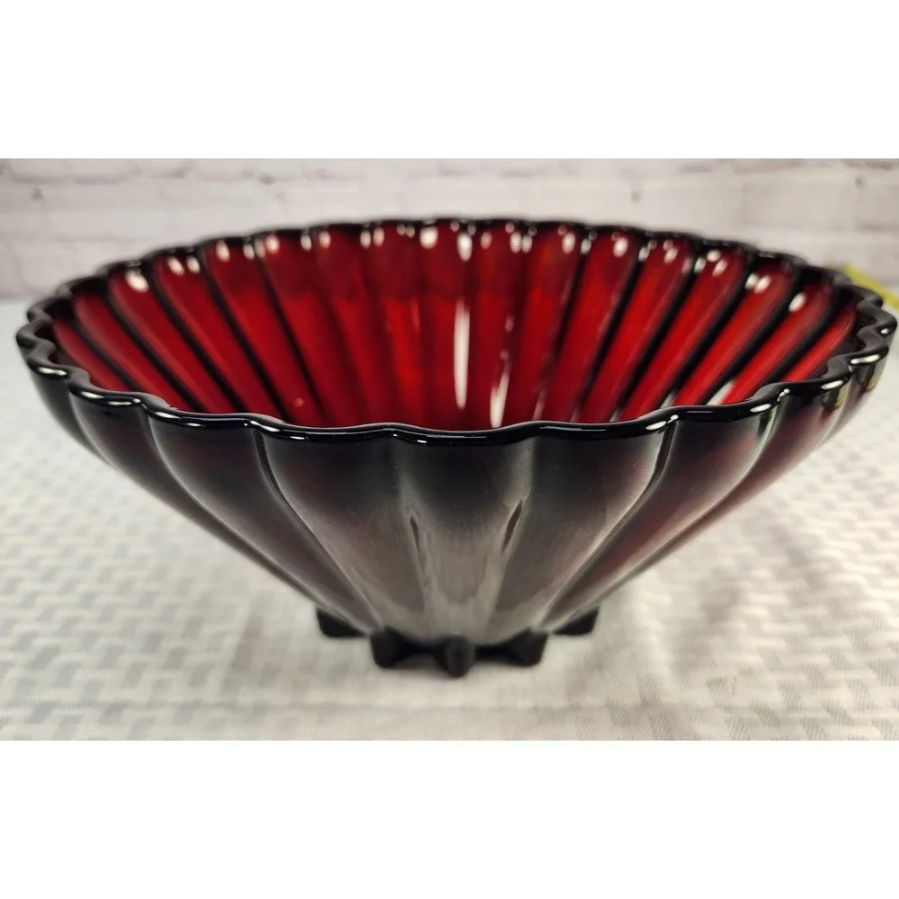 Anchor Hocking Royal Ruby Red Scalloped Serving‎ Bowl Glass 11
